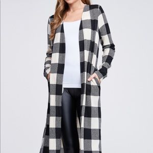 Knit plaid cardigan